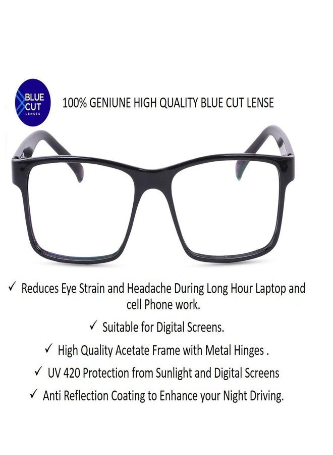 فريدي نظارات قراءة طبية للجنسين من فريدي، بإطار أسود كامل، مضادة للانعكاس، وعدسات زرقاء، مناسبة للهواتف المحمولة وأجهزة الكمبيوتر المحمولة والأجهزة اللوحية +1.50 - Image 2