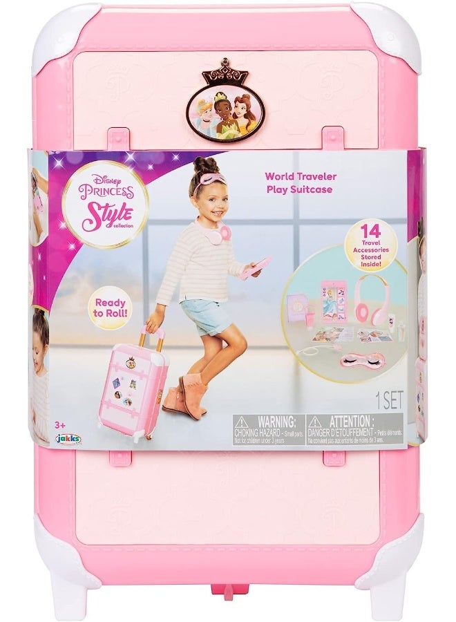 Disney Princess Style Deluxe Suitcase Set | Realistic Design | Travel Accessories | Pretend Play | Role Play | Gift for Girls | "Plug And Play" Cord That Connects To A Play Tablet Or Headphones - Image 1
