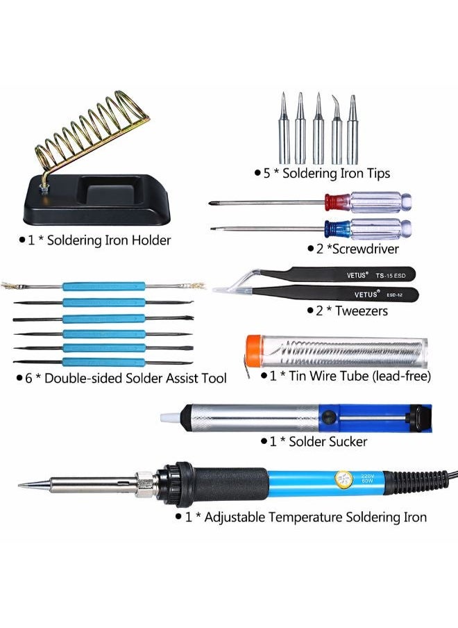 NIBEMINENT - Adjustable Electric Temperature Welding Soldering Iron Tool Kit Blue - Image 1