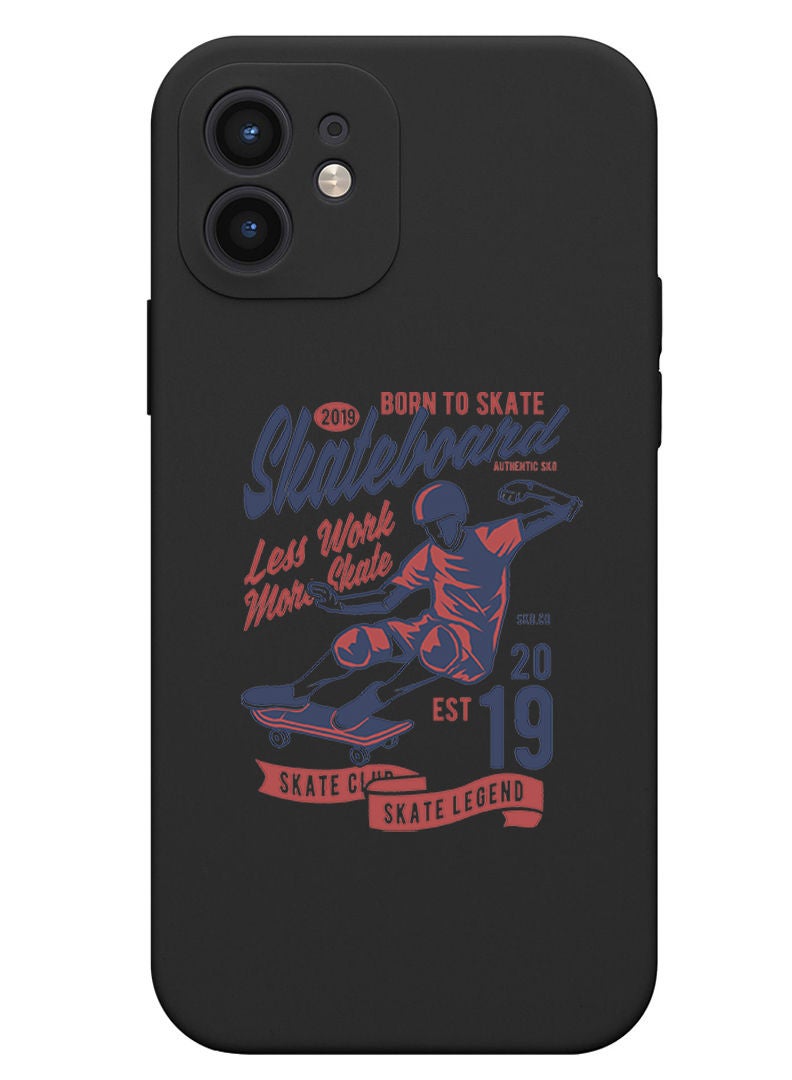 Theodor Protective Slim Fit Case Liquid Silicone Cover with Full Body Protection Anti-Scratch Shockproof Case For iPhone 12 Black  - Skater boy copy - Image 1