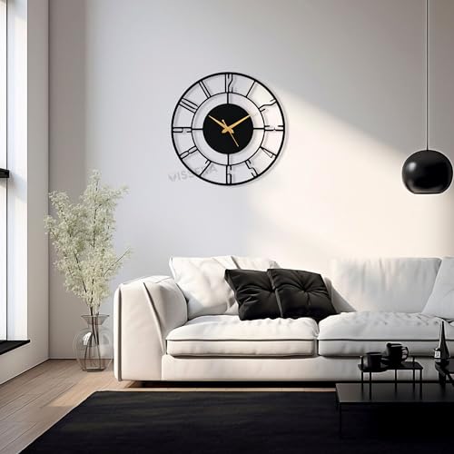 vissera Designer Metal Wall Clock for Living Room | Latest Antique Stylish Fancy Decorative Big Size Wall Watch for Bedroom, Office, Kitchen, Dining, Hall and Décor - Image 2