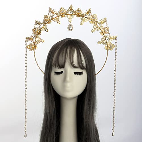 BLESSUME Halo Crown Mary Goddess Headband Women's Halloween Costume Goddess Headpiece (Style 14) - Image 4