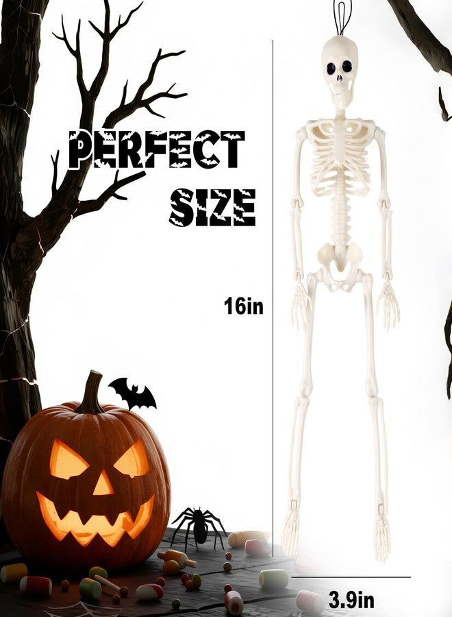 Feir 16" Skeletons Halloween Decorations - 5PCS Posable Full Body Skeletons with Movable Joints, Realistic Props for Outdoor Yard, Haunted House, Party & Indoor Halloween Decor - Image 2