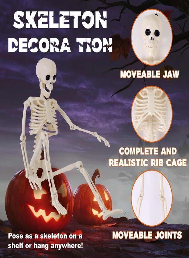 Feir 16" Skeletons Halloween Decorations - 5PCS Posable Full Body Skeletons with Movable Joints, Realistic Props for Outdoor Yard, Haunted House, Party & Indoor Halloween Decor - Image 3
