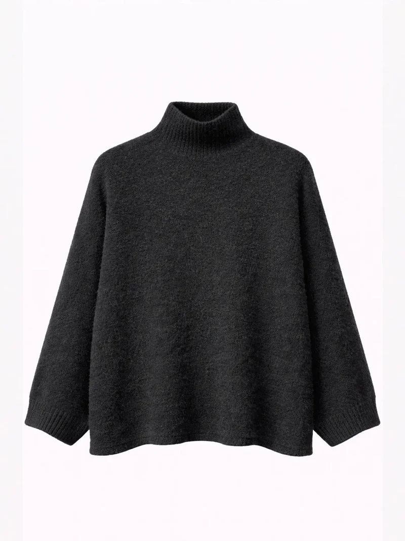 ميكسراي MIXRAY Oversized Ribbed Turtleneck Sweater