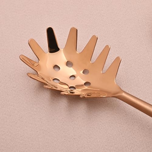 GIBOX Stainless Steel Heavy Bronze Utensils for Frying, Cooking & Serving, Kitchen Tools Scoop Ladle Skimmer Stupla Serving Spoon Set of 4 Ideal for Dining Kitchen Tableware Nonstick - Image 4
