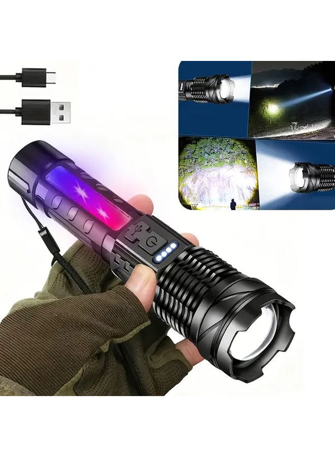 AQL 1PC Aluminum Alloy Head Flashlight 2000 Lumens USB Rechargeable 7 Modes Emergency Light - Image 2