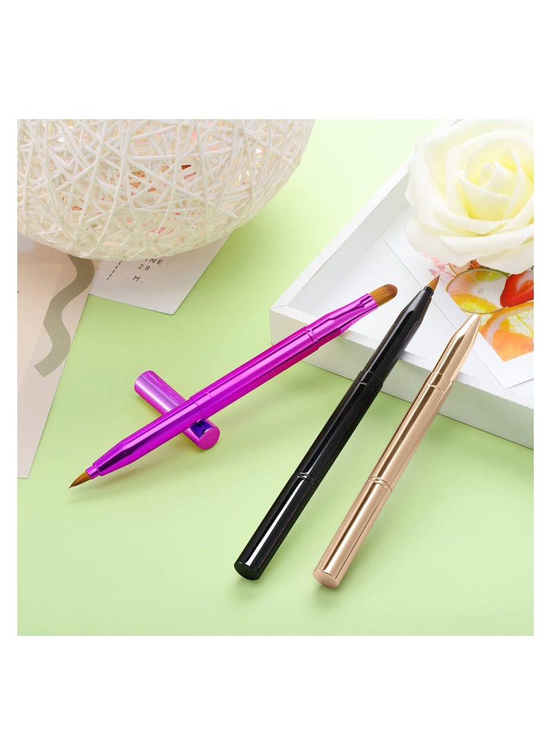 Generic - Retractable Dual-End Lip and Concealer Brush Set - 3 Portable Makeup Applicators for Lipstick, Eyeshadow, and Foundation - Perfect for On-the-Go Touch-Ups! - Image 1