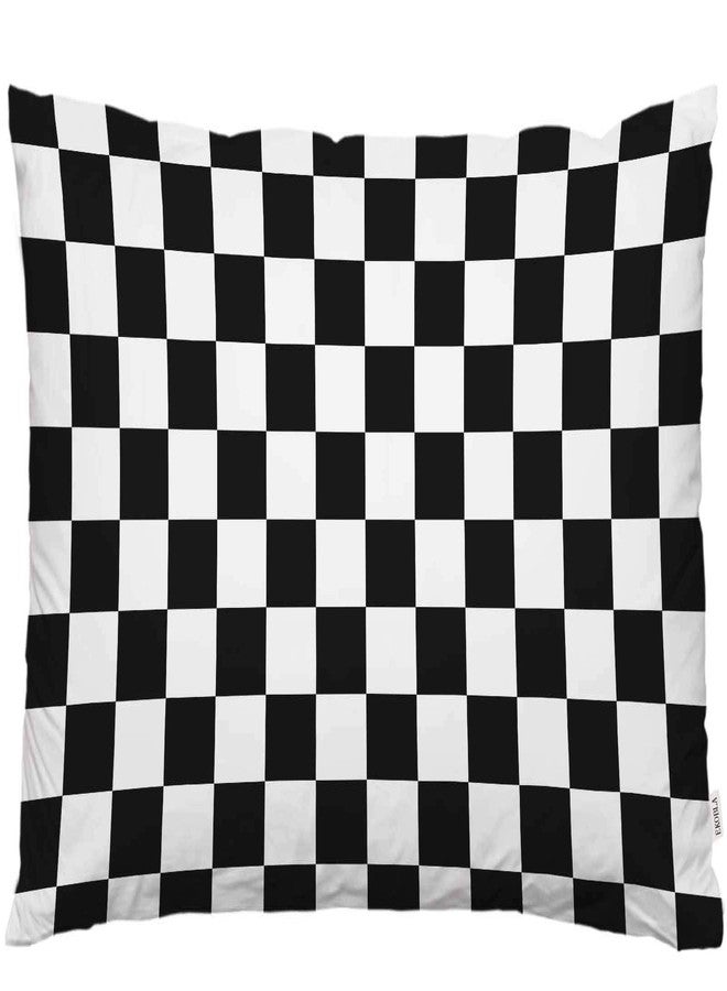 EKOBLA Throw Pillow Cover Car Racing Sports Cool Black White Formula Checkered Plaid Pattern Geometric Design Decor Lumbar Pillow Case Cushion for Sofa Couch Bed Standard Queen Size 20x30 Inch - Image 1