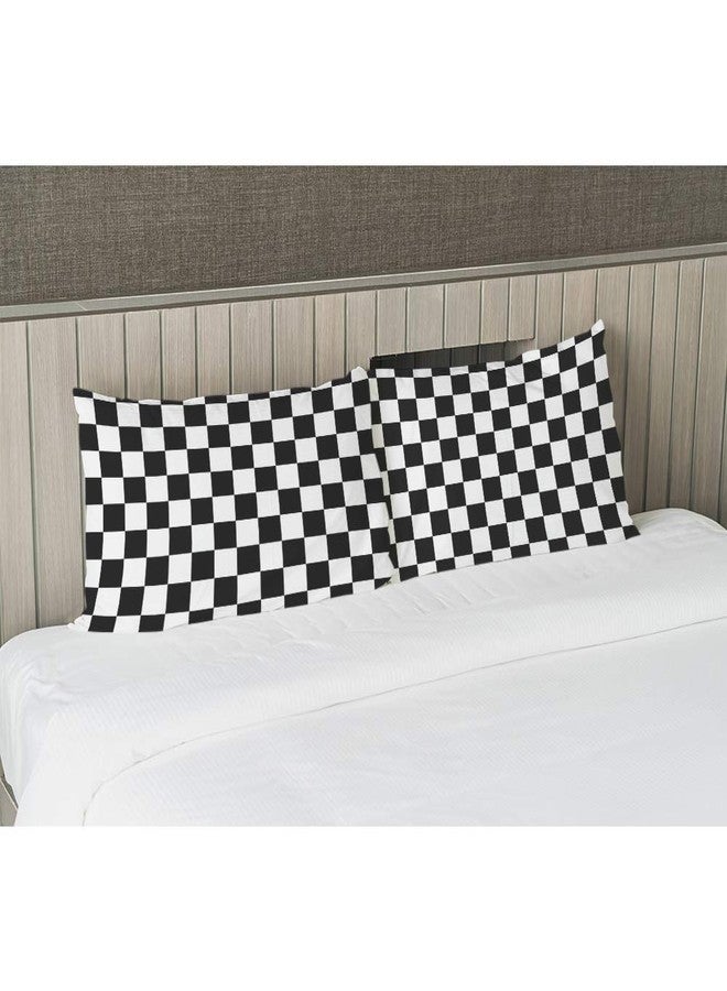 EKOBLA Throw Pillow Cover Car Racing Sports Cool Black White Formula Checkered Plaid Pattern Geometric Design Decor Lumbar Pillow Case Cushion for Sofa Couch Bed Standard Queen Size 20x30 Inch - Image 4