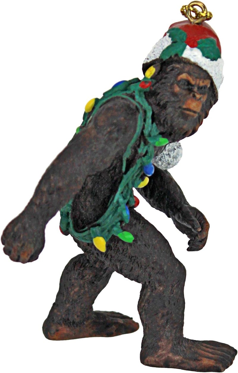 Design Toscano Bigfoot the Holiday Yeti with Santa Hat Funny Christmas Tree Ornament - Image 5