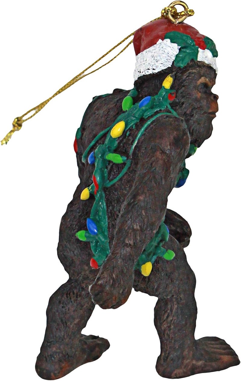 Design Toscano Bigfoot the Holiday Yeti with Santa Hat Funny Christmas Tree Ornament - Image 4