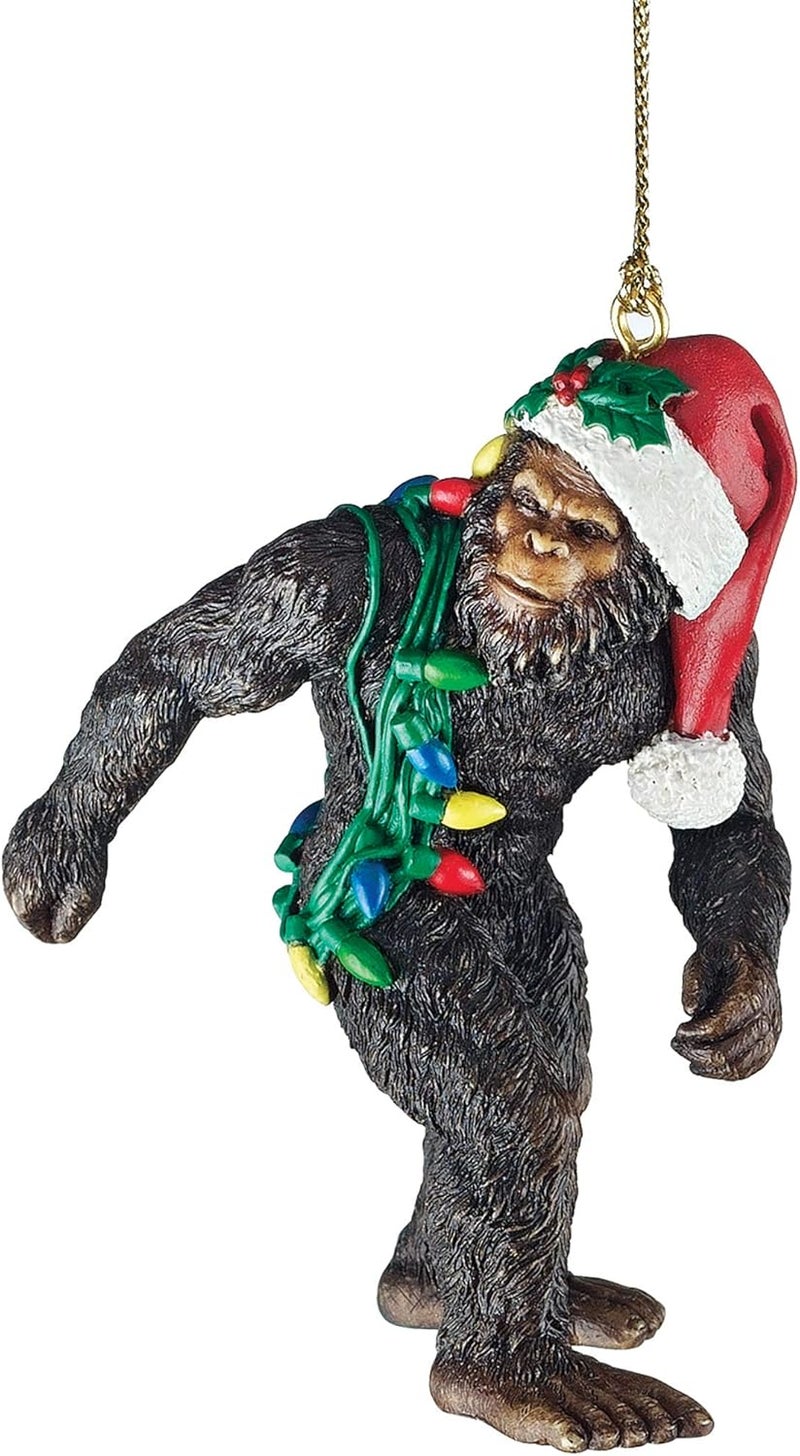 Design Toscano Bigfoot the Holiday Yeti with Santa Hat Funny Christmas Tree Ornament - Image 1
