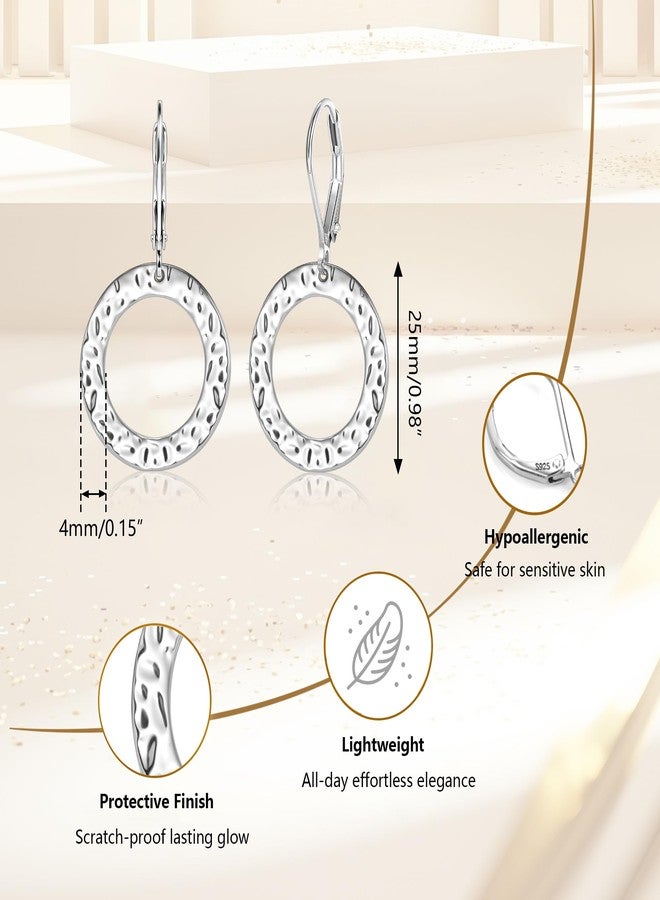أليكس كرافت أقراط متدلية من الفضة الإسترليني عيار 925 للنساء، أقراط ALEXCRAFT متدلية مطروقة، أقراط دائرية مستديرة متدلية، أقراط هندسية عصرية متدلية بمشبك خلفي - Image 4