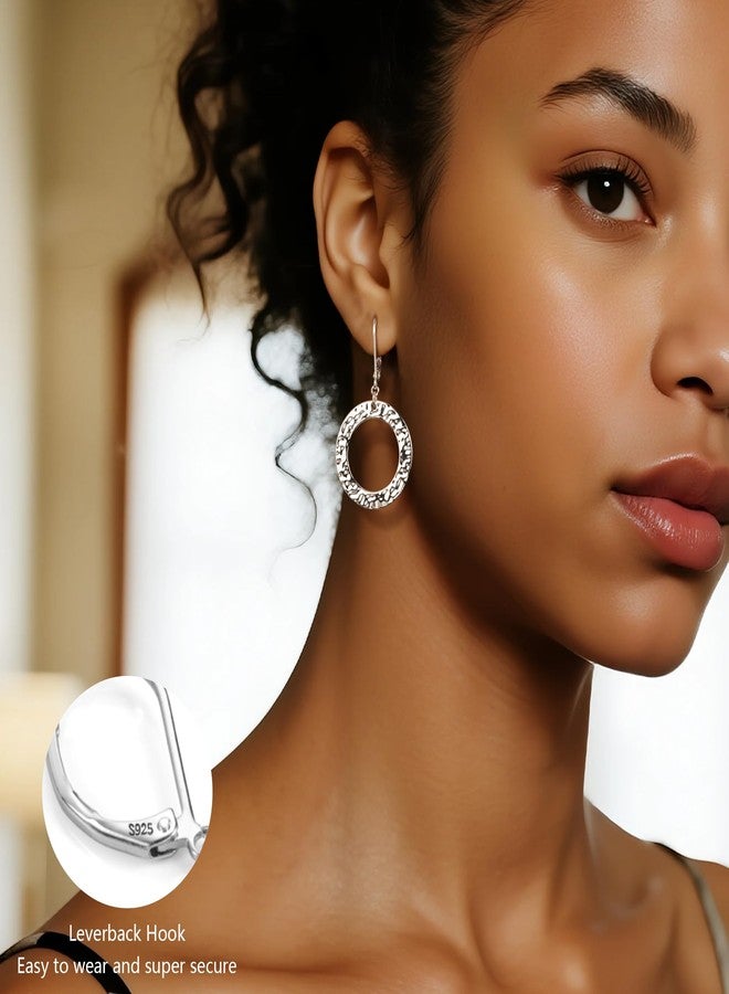 أليكس كرافت أقراط متدلية من الفضة الإسترليني عيار 925 للنساء، أقراط ALEXCRAFT متدلية مطروقة، أقراط دائرية مستديرة متدلية، أقراط هندسية عصرية متدلية بمشبك خلفي - Image 2