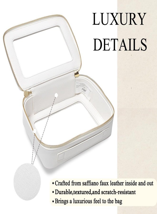 NGIL Clear Faux Leather Travel Toiletry Bag, Makeup Bag Organizer for Women, Clear Window & Gold Zipper Makeup Bag, Road Trip Essential, Skincare, Cruise Ship Essentials (White) - Image 5