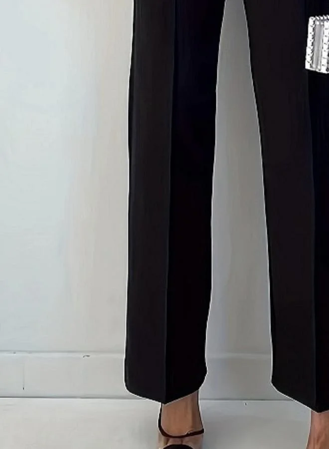 تايك تو بنطال مستقيم بلون سادة