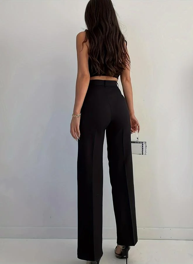 تايك تو بنطال مستقيم بلون سادة