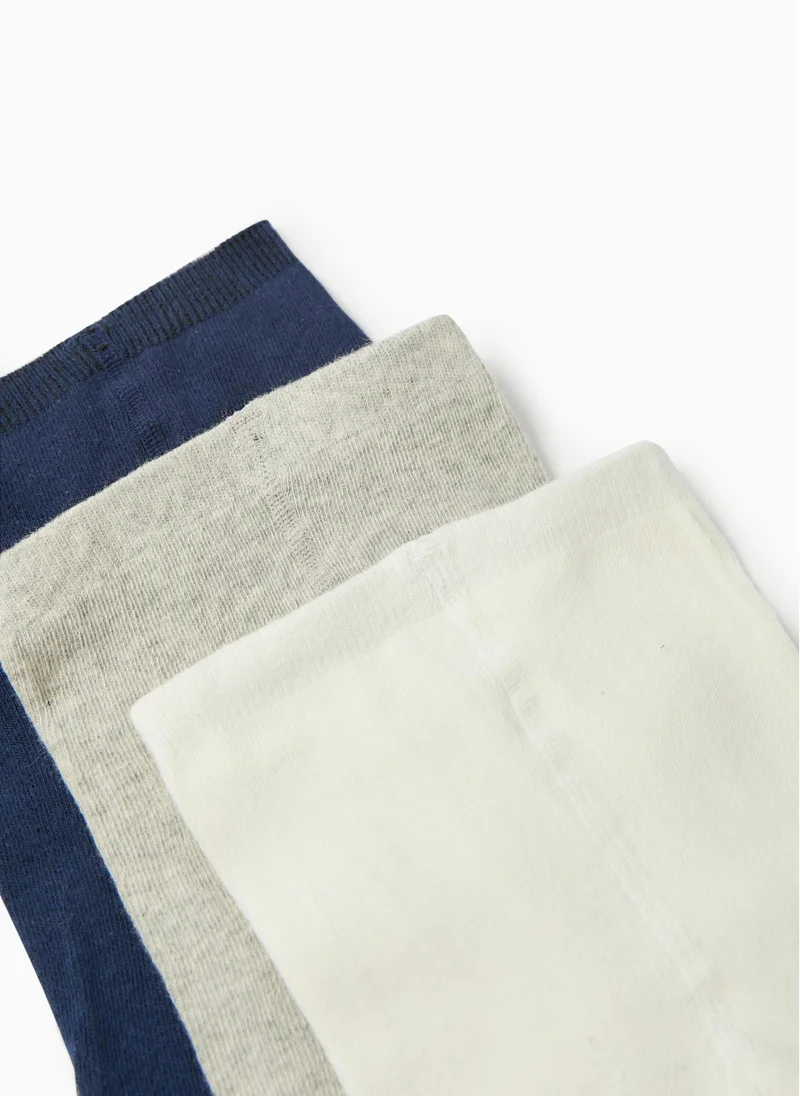 زيبي 3-Pack Cotton Tights for Girls, Dark Blue/Grey