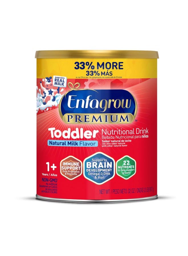 NeuroPro Toddler Nutritional Drink, Made with Real Milk, Brain-Building Omega-3 DHA, Nutrients and Prebiotics for Growth & Immune Support, Non-GMO, Toddler Milk Powder, 32 Oz Can