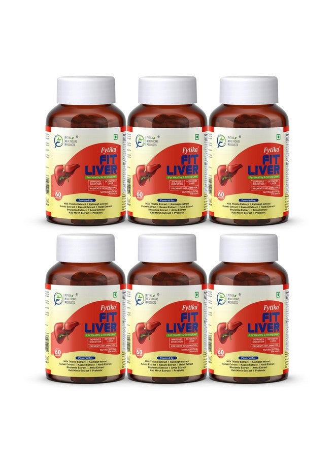 Fytika Fit Liver | Liver Detox Supplement | Liver Detox with Milk Thistle, Kalmegh, Kutaki, Kasani, Haldi | For Men & Women | 360 Tablets (Pack of 6) - Image 1