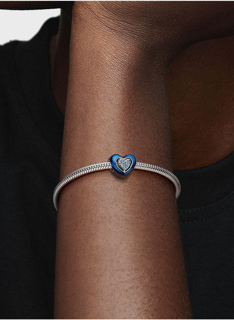 PANDORA Blue Spinnable Heart Charm  - Image 4