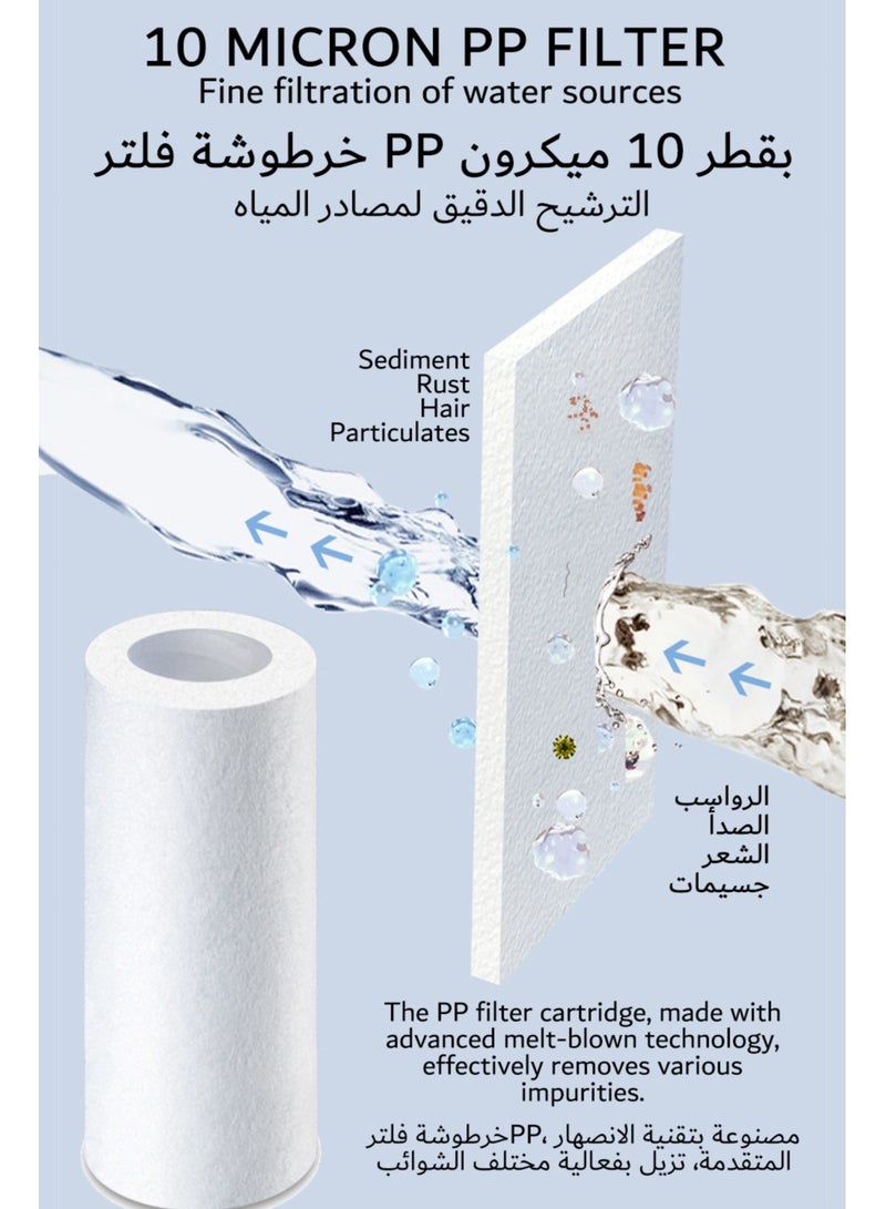 بلرولتي فلتر دش، فلتر 10 ميكرومتر لازالة الكلور والصدا، يمنع تساقط الشعر وجفاف البشرة، غلاف شفاف، دش عديم الرائحة - Image 2