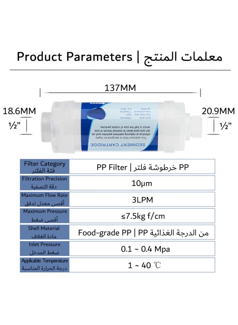 بلرولتي فلتر دش، فلتر 10 ميكرومتر لازالة الكلور والصدا، يمنع تساقط الشعر وجفاف البشرة، غلاف شفاف، دش عديم الرائحة - Image 5