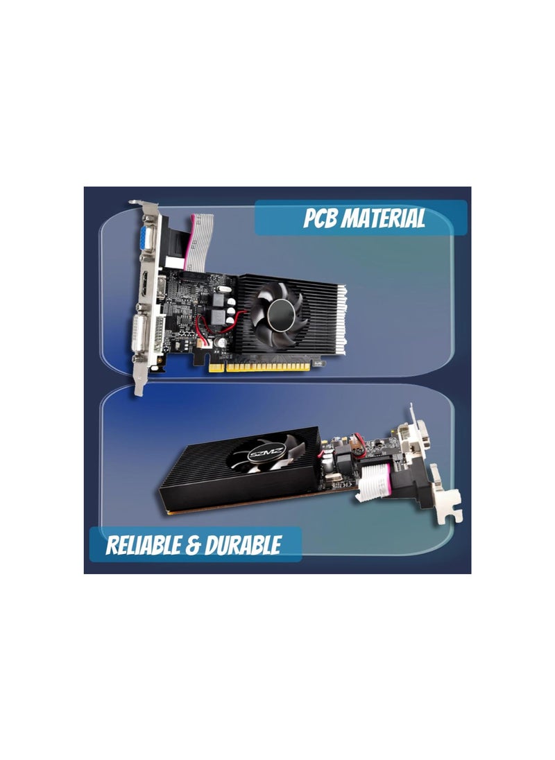Generic - GT610 Graphics Card, 2GB 64bit DDR3 Computer Gaming Graphics Card, DVI VGA, PCI Express 1.1 x 16, Single Cooling Fan, for Computer Desktop - Image 1