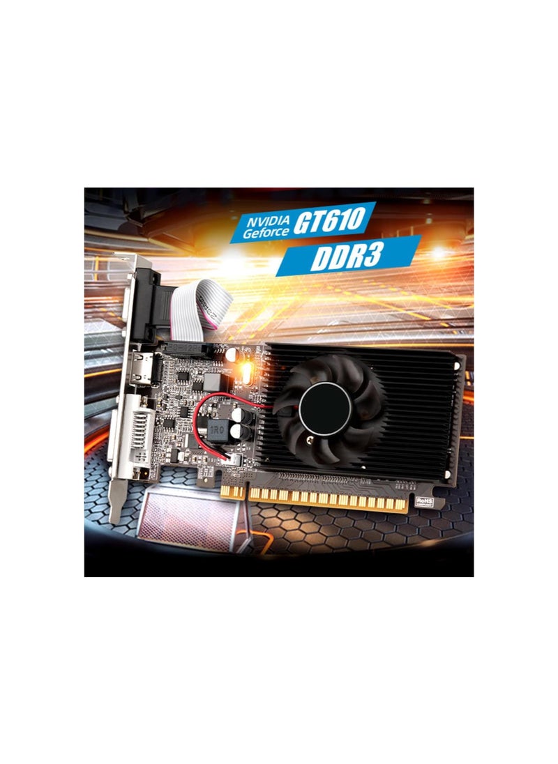 Generic - GT610 Graphics Card, 2GB 64bit DDR3 Computer Gaming Graphics Card, DVI VGA, PCI Express 1.1 x 16, Single Cooling Fan, for Computer Desktop - Image 1