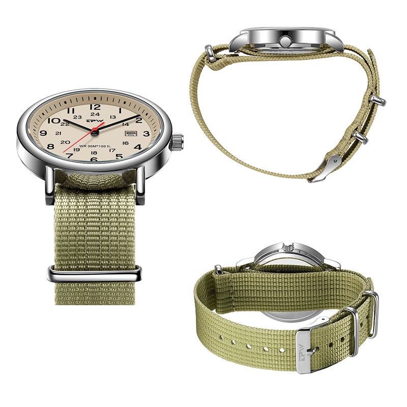 Fashion Canvas Quartz Watch with Calendar 30M Water Resistant - Image 3
