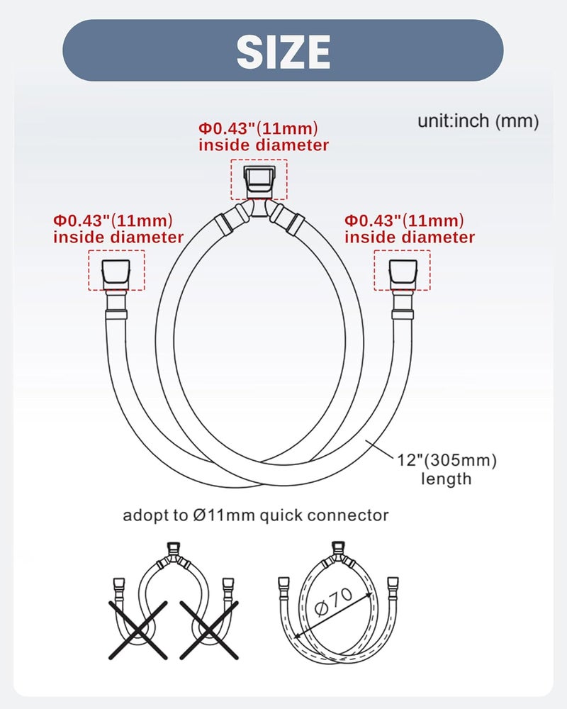WOWOW Quick Connect Hose Hot and Cold Supply Hoses for Bathroom Faucet - Image 5