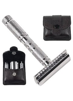 Parker 4 Piece Travel Safety Razor  Leather Case  A great Travel Safety Razor that is also excellent for Everyday Use