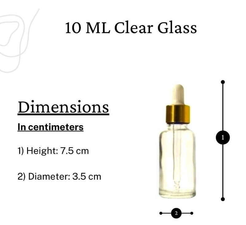 VOW 10 ML Transparent Round Empty Glass Bottle Glass Dropper Gold Ring Silicone White Teat Refillable Reusable Leak Proof for Essential Oils PerfumesPack of 24 - Image 4