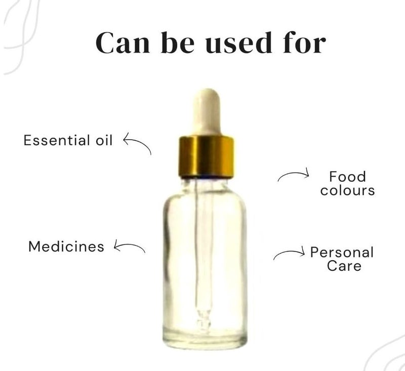 VOW 10 ML Transparent Round Empty Glass Bottle Glass Dropper Gold Ring Silicone White Teat Refillable Reusable Leak Proof for Essential Oils PerfumesPack of 24 - Image 2