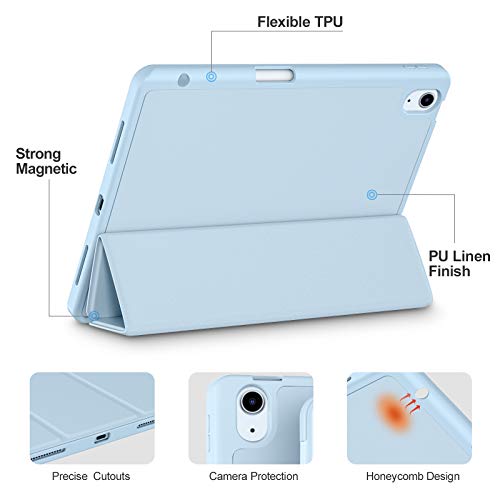 Akkerds Compatible with iPad Air 11 Inch Case 7th/6th Generation (M3/M2) 2025/2024, for iPad Air 5th/4th Generation Case 10.9 Inch 2022/2020 with Pencil Holder[Auto Sleep/Wake], Sky Blue - Image 3