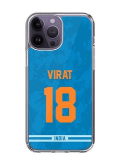 Classic Clear Case for iPhone 15 Pro Max , Hybrid Soft Case Transparent Cover - Player Name - Virat Kohli, Jersey Number- 18