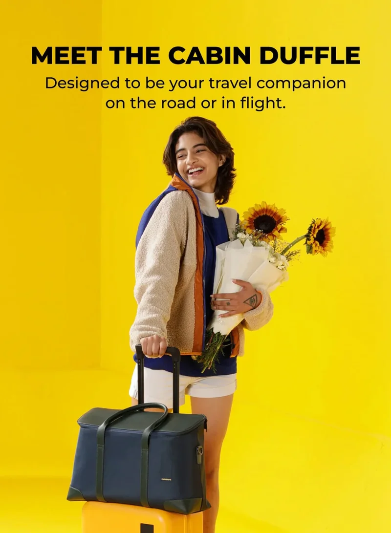 موكوبارا للتجارة ذ.م.م The Cabin Duffle | Vegan Leather Water Resistant Cross Body Travel Bag for Men and Women with 16" Laptop Compartment | Blue Messenger Bag (Tailored Blue)