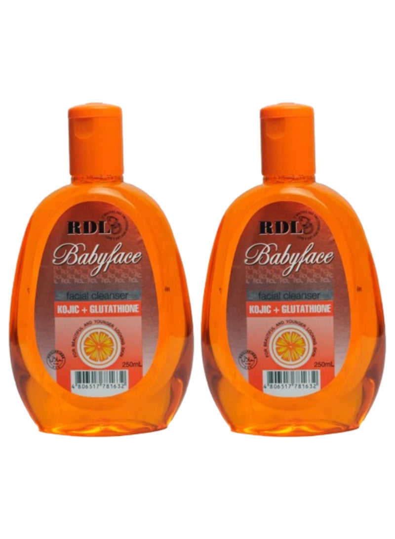 RDL 2 Pack of Babyface facial cleanser with Kojic & Glutathione 250 ml - Image 2