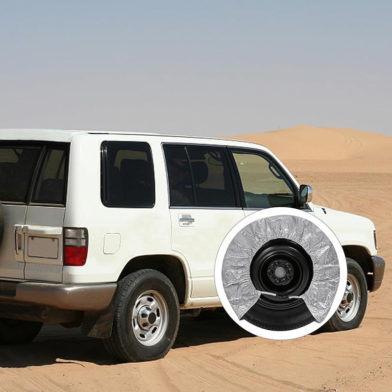 غطاء إطار احتياطي من فيلم الألومنيوم مضاد للغبار ومقاوم لأشعة الشمس مع مشبك سهل للسيارة وسيارة الدفع الرباعي والمقطورة - Image 5