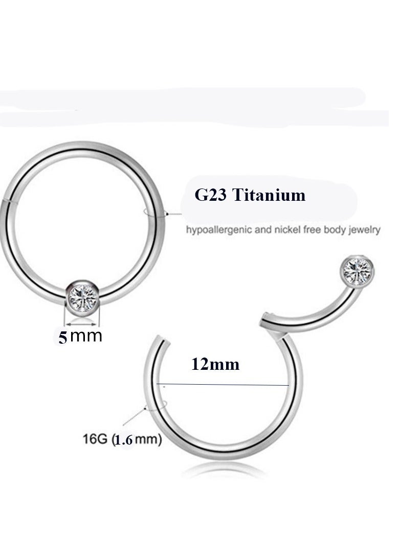 Innoshine G23 Titanium  Nose Hoop  Seamless Zirconia Nose Ring  Medicial Grade Body Piercing Jewelry for Sensitive skin  Hypoallergenic Nose  Studs  - Image 3