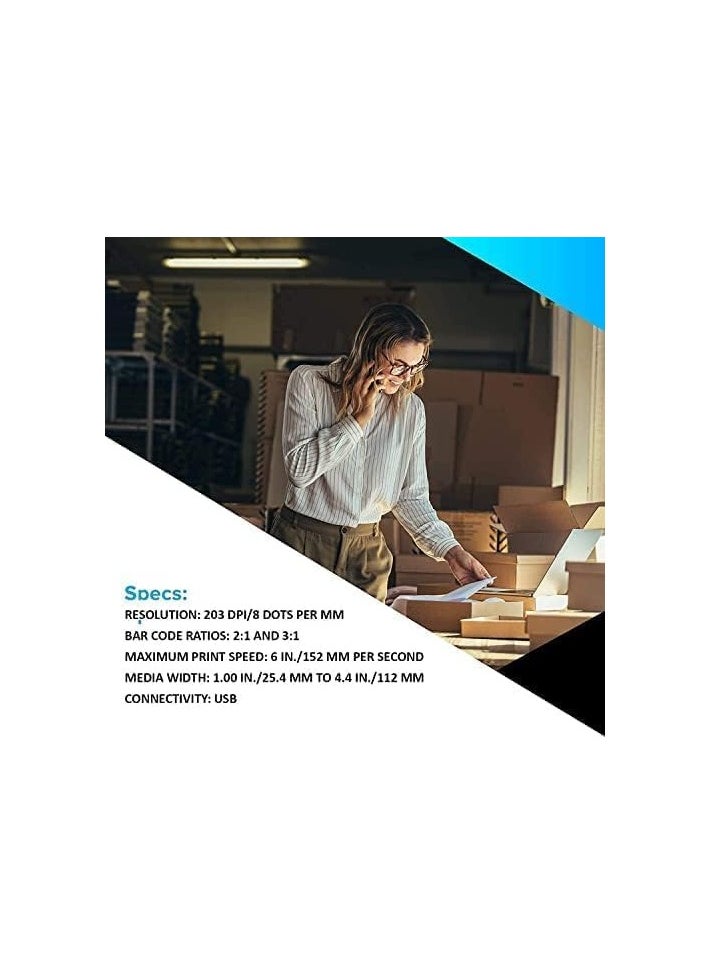 ZEBRA Zebra ZD220T Thermal Transfer Desktop Label Printer – 203 dpi Resolution, 4.09" Max Print Width, USB Connectivity, Energy Star Certified, Ideal for Retail, Logistics, and Healthcare Applications  - Image 5