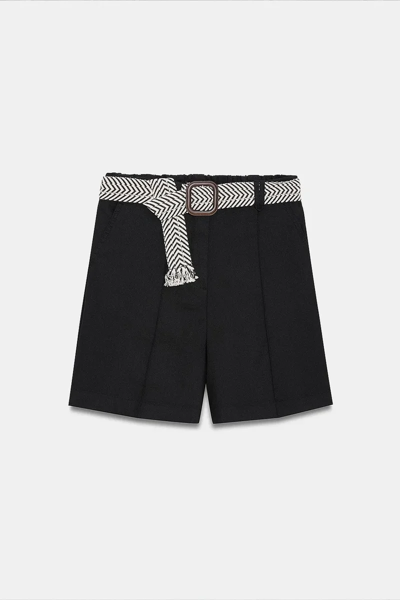 Dilvin Black DILVIN Linen Blend Shorts for Women | Best Price UAE