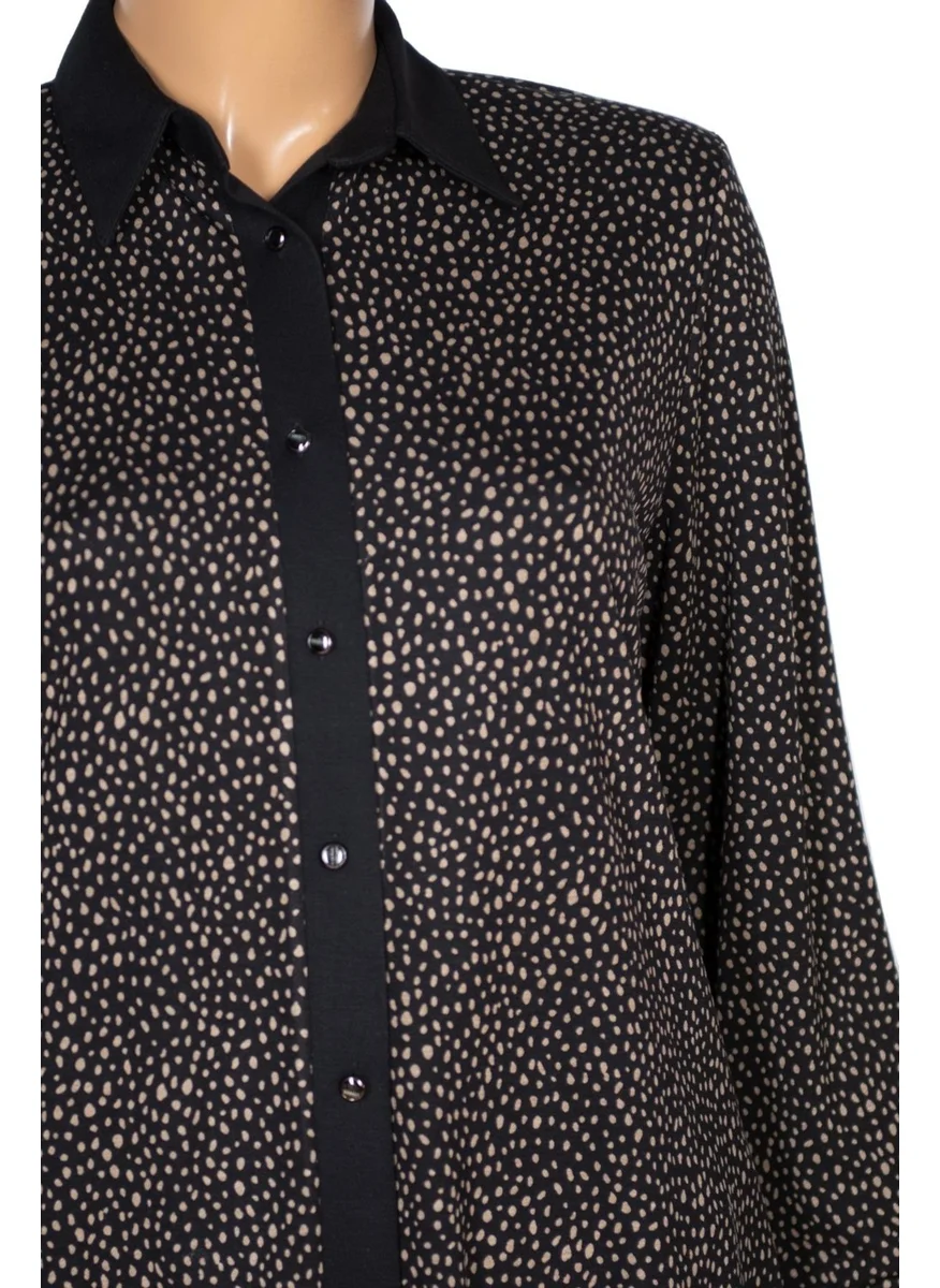 Hesna Women's Feza Rain Patterned Black Shirt