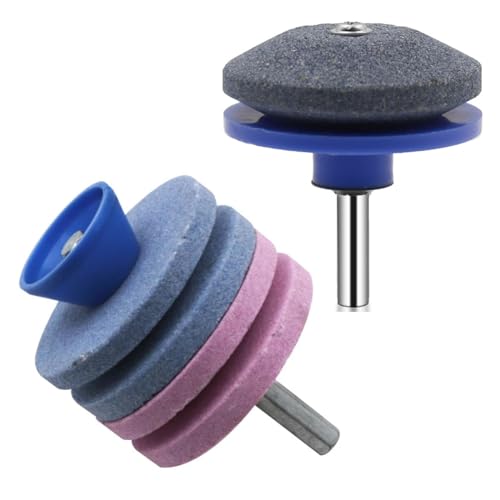 TorSor 2 Pack Lawn Mower Blade Sharpener Single/Quad Layer Grinding Corundum Stones Wheel Lawnmower Blade Sharpeners for Power Hand Drill Lawnmower Mulching Blades Cultivator Hoe Garden Tools Blade - Image 1
