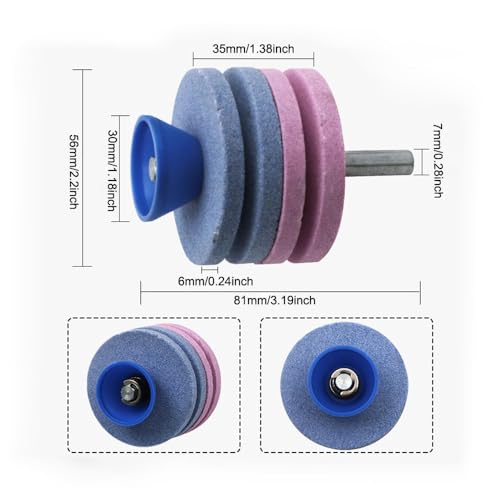 TorSor 2 Pack Lawn Mower Blade Sharpener Single/Quad Layer Grinding Corundum Stones Wheel Lawnmower Blade Sharpeners for Power Hand Drill Lawnmower Mulching Blades Cultivator Hoe Garden Tools Blade - Image 2
