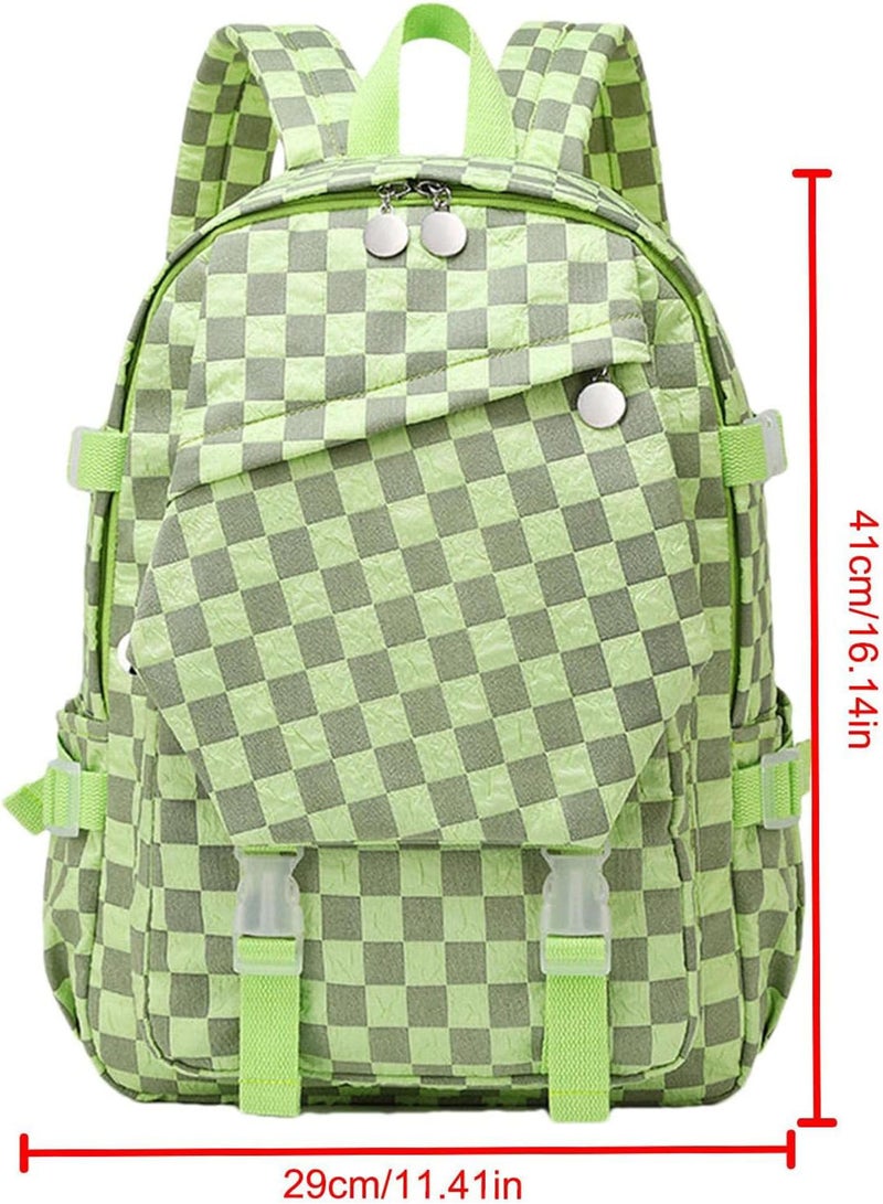 GGOOT Fashion Checkerboard Backpack, Lightweight Student Shoulder Bag, Waterproof Backpack, Fashion and Beautiful College Backpack - Image 4