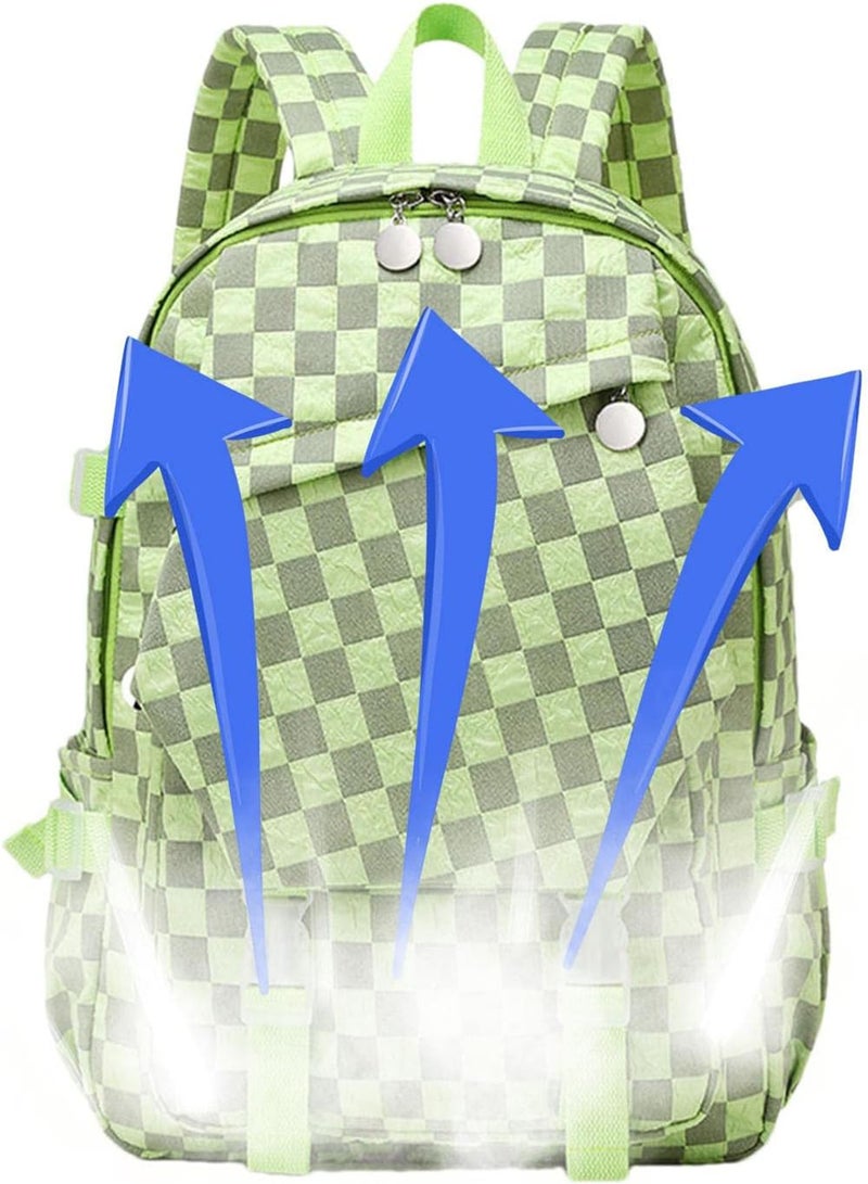 GGOOT Fashion Checkerboard Backpack, Lightweight Student Shoulder Bag, Waterproof Backpack, Fashion and Beautiful College Backpack - Image 1