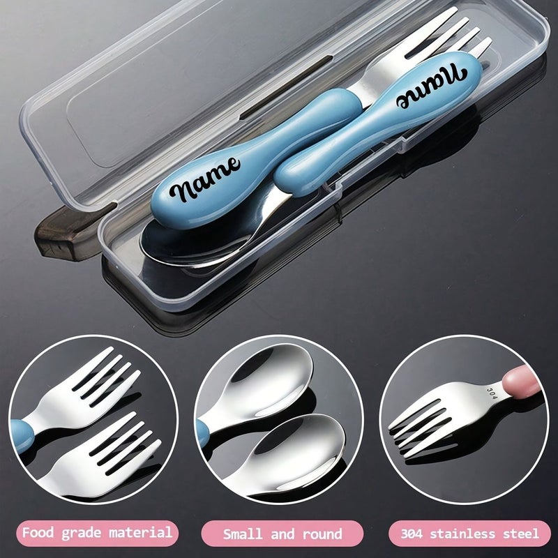Yellow Stainless Steel Spoon Fork Set Personalized Cutlery Gift With Storage Case - Image 5