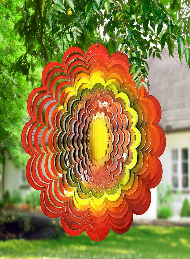 FONMY Wind Spinner Stainless Steel 3D Hanging Garden Decoration for Indoor Outdoor Rainbow Color Sunflower Wind Spinners-12inch - Image 3